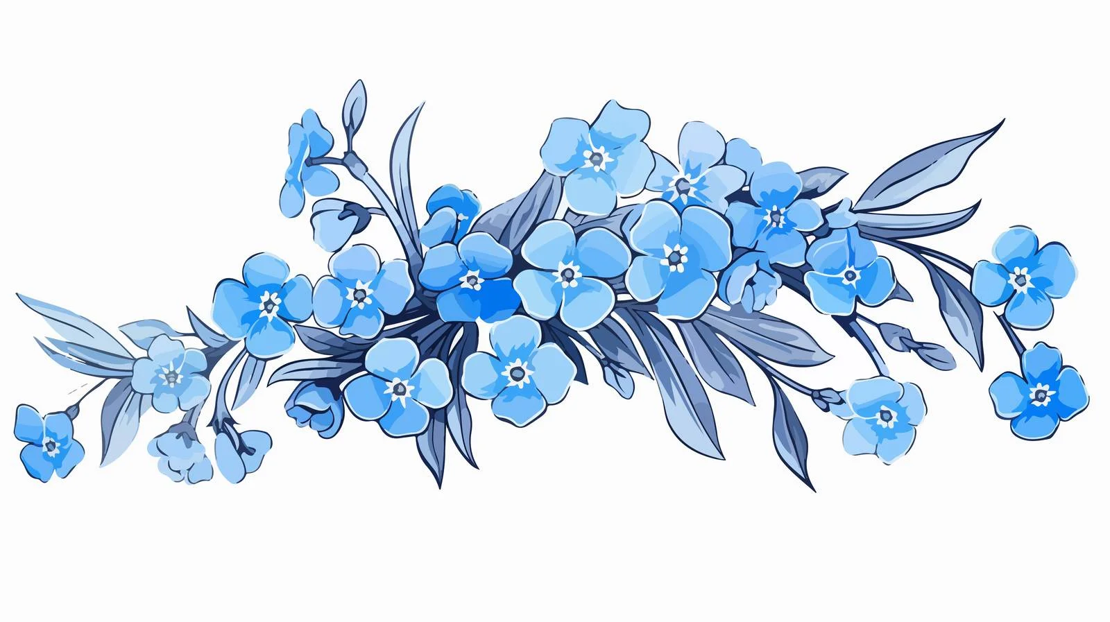 Delicate Forget-Me-Not Blossoms on White — free download from Dotvec