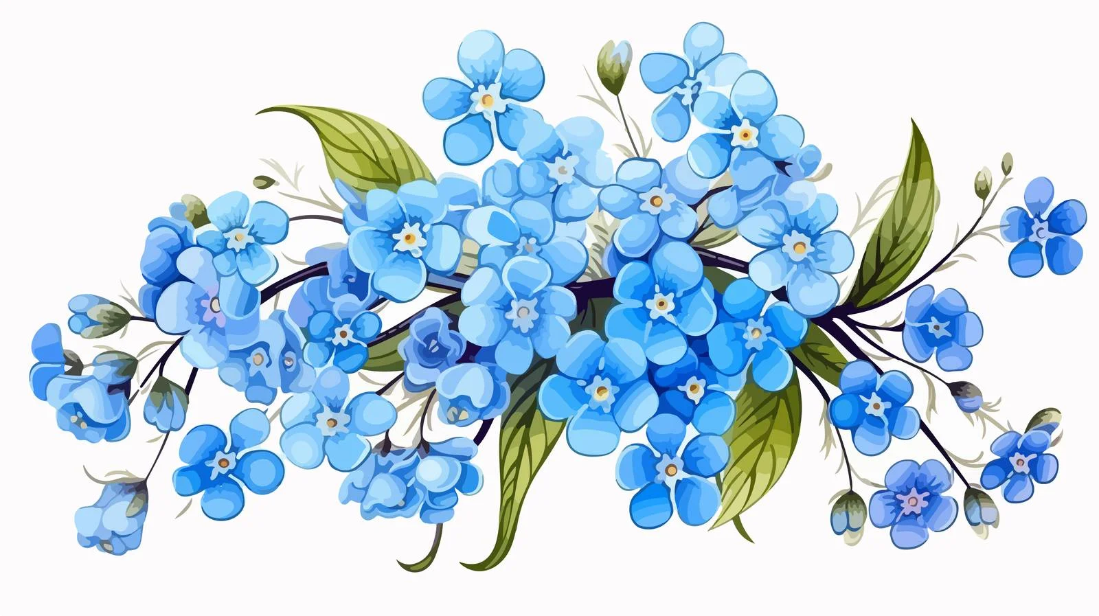 Delicate Forget-Me-Not Flowers on White — free download from Dotvec