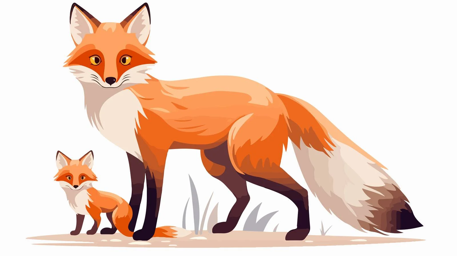 Fox and Cub on White Background — free download from Dotvec
