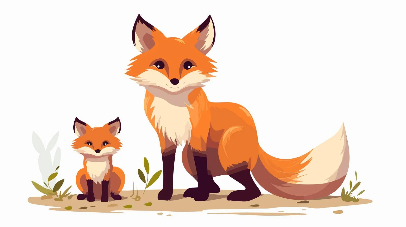Fox and baby on white background — free download from Dotvec