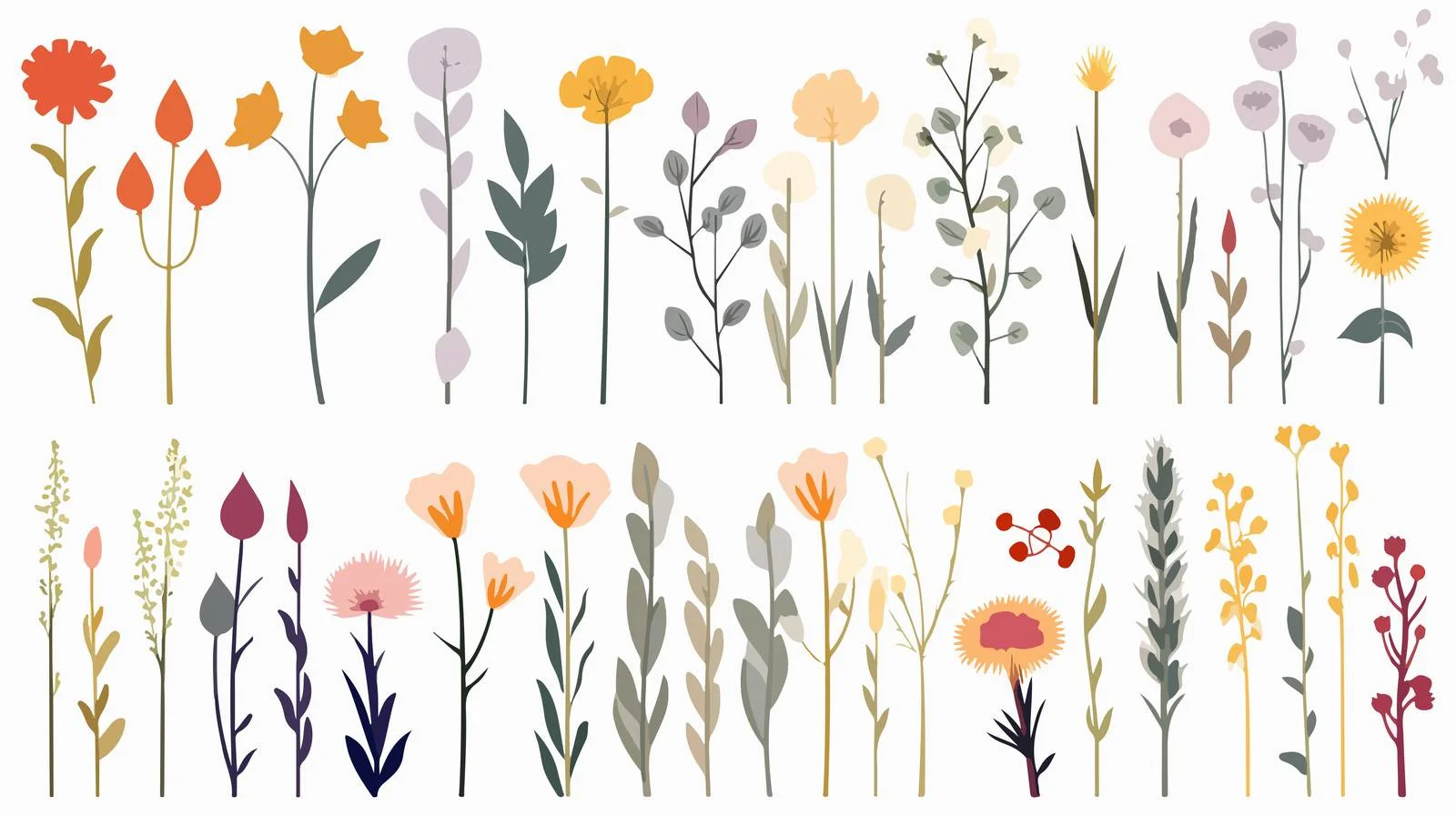 Delicate Spring Flower Stems Collection — free download from Dotvec