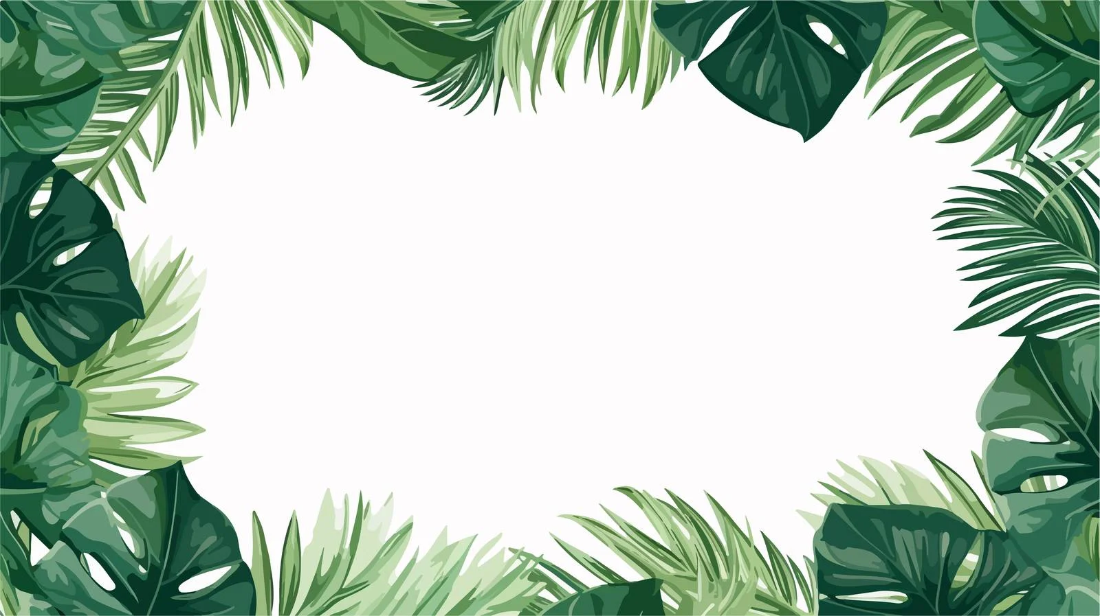 Tropical Palm Leaf Frame on Exotic Green Background — free download from Dotvec