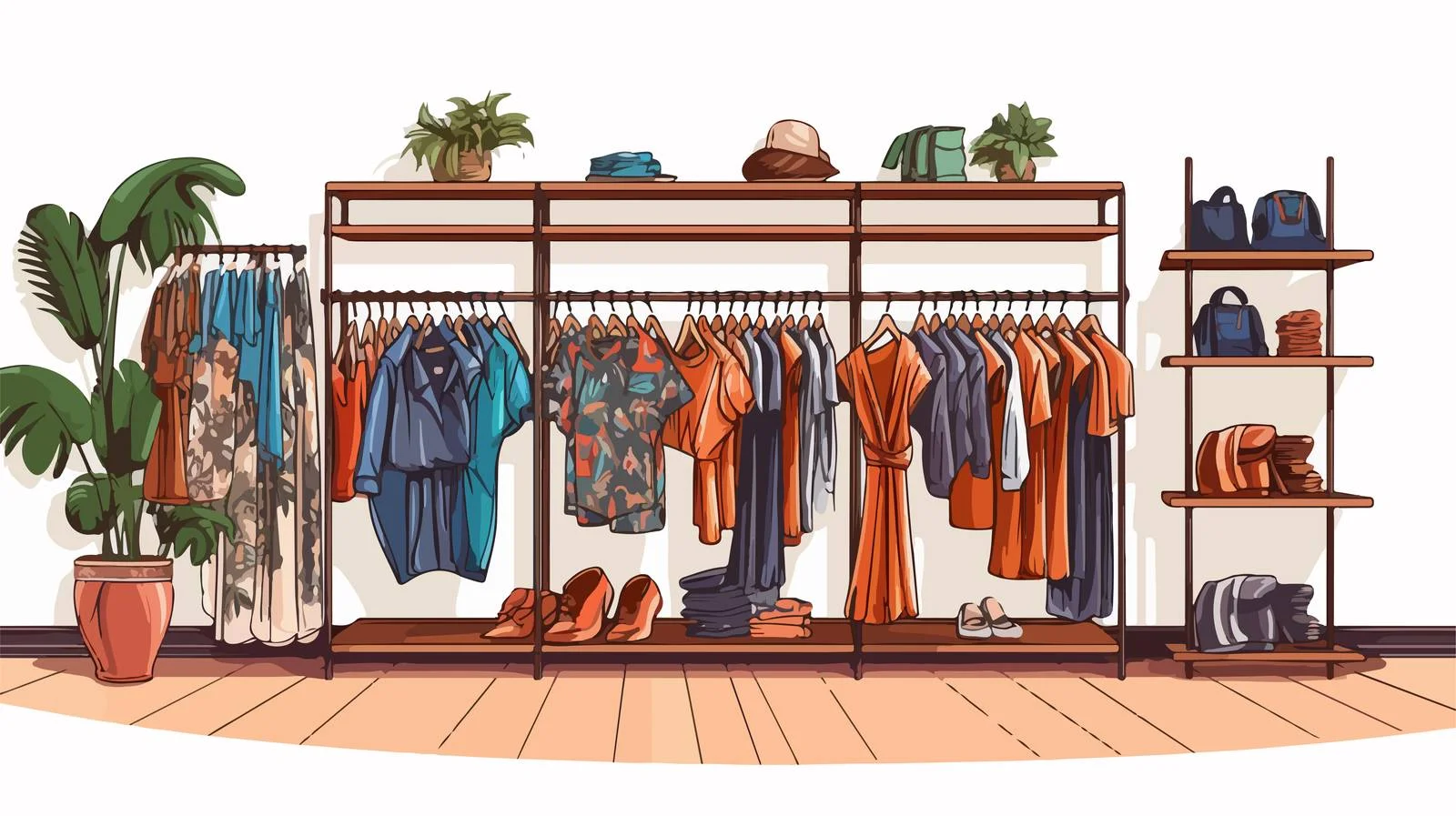 Sketch of chic fashion store interior — free download from Dotvec