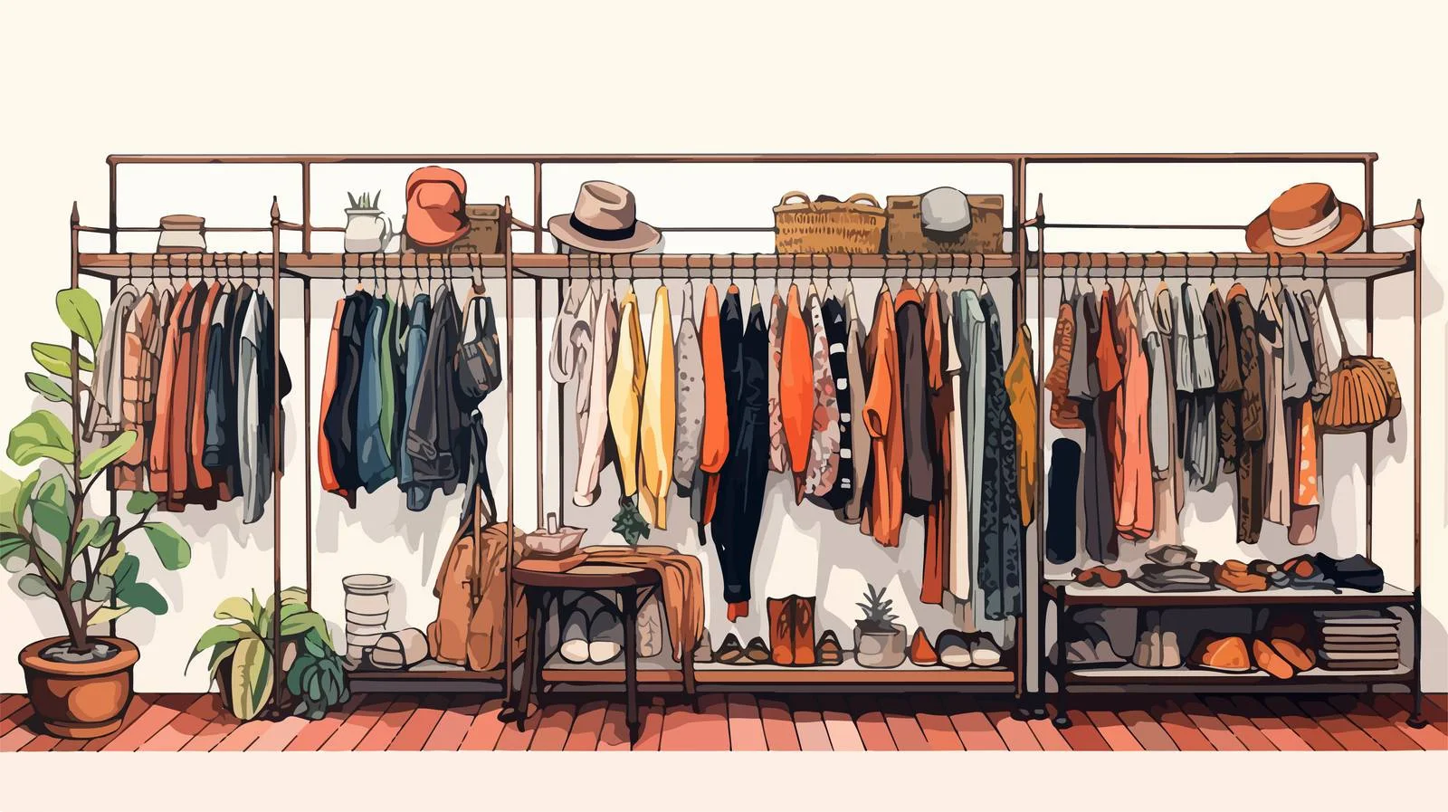 Artistic sketch of boutique interior design — free download from Dotvec