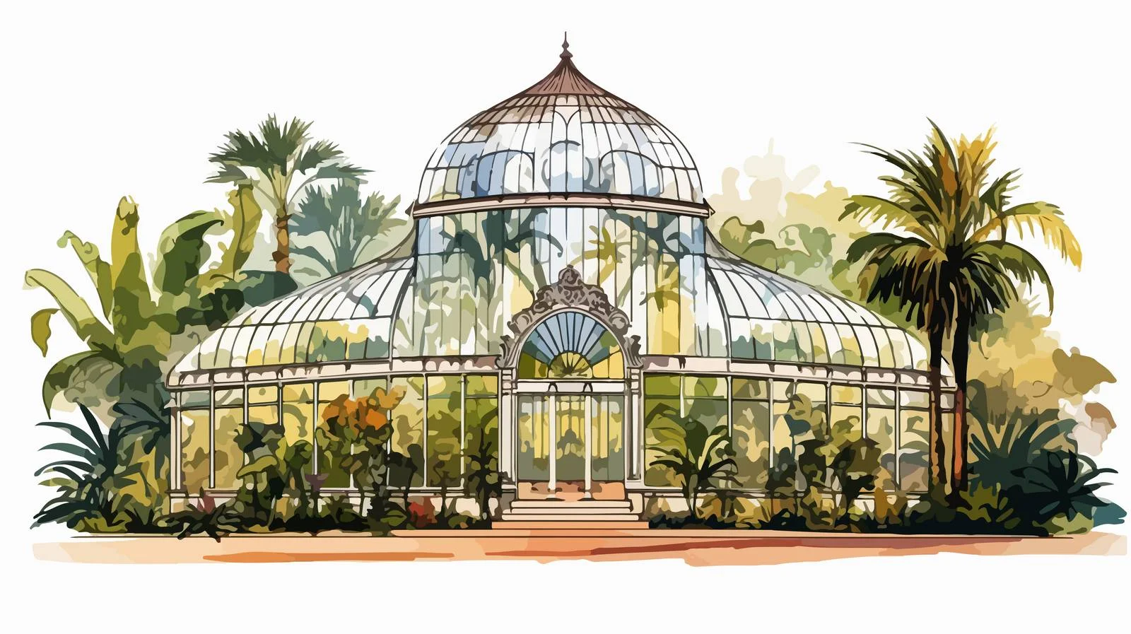 Tropical botanical garden exterior sketch — free download from Dotvec