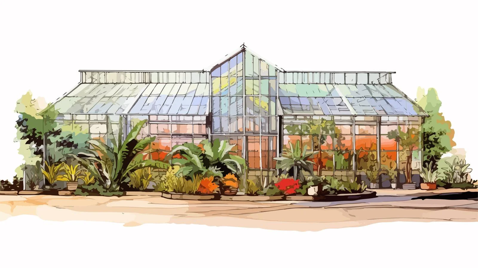 Tropical Botanical Garden Exterior Sketch — free download from Dotvec