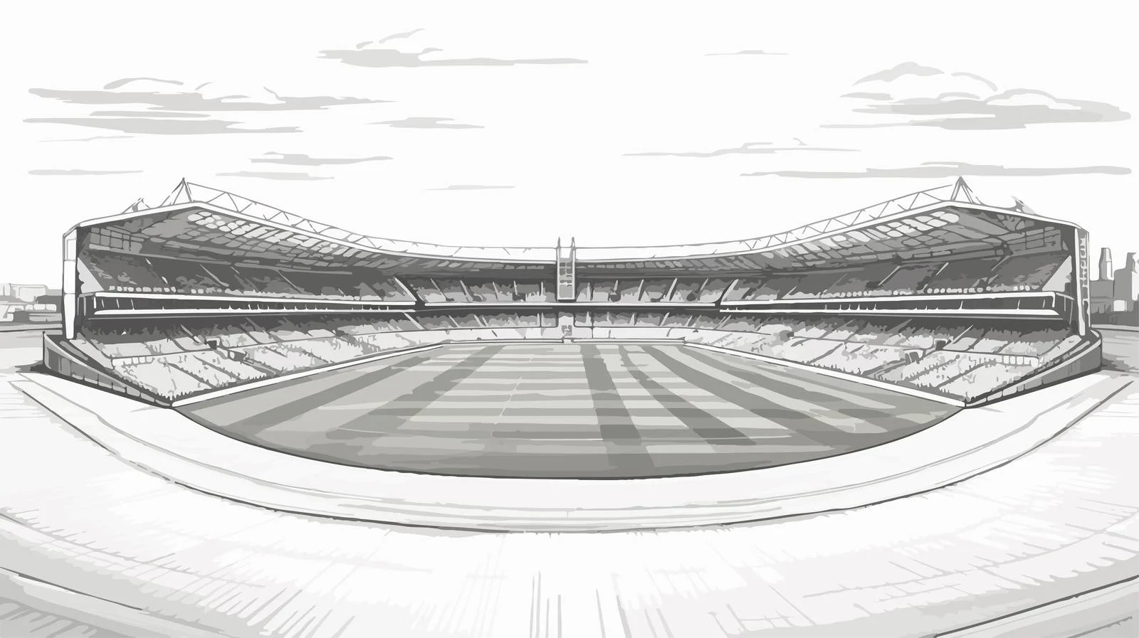 Sketch of Cricket Stadium with Seating Rows — free download from Dotvec