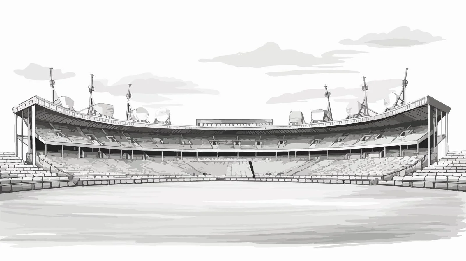 Architectural sketch of cricket stadium seating — free download from Dotvec
