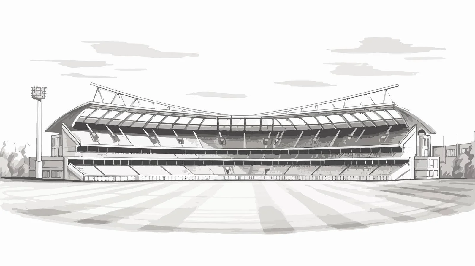 Architectural sketch of cricket stadium layout — free download from Dotvec
