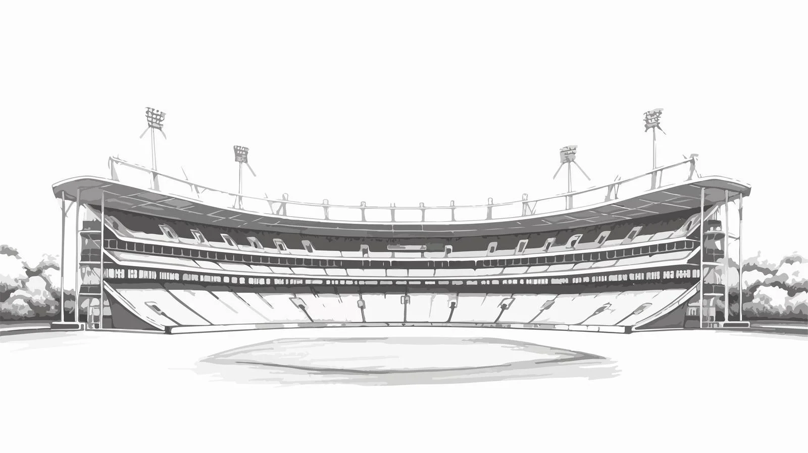 Hand-drawn Cricket Stadium Seats Perspective View — free download from Dotvec