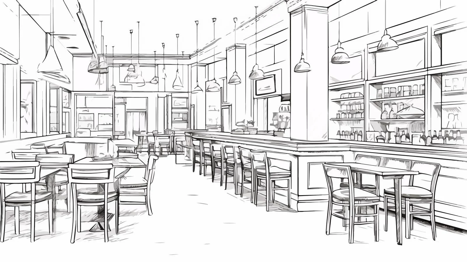 Elegant Hand-drawn Fancy Restaurant Interior — free download from Dotvec