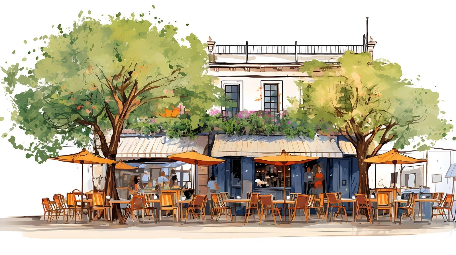 Charming Hand-drawn Outdoor Dining Scene — free download from Dotvec