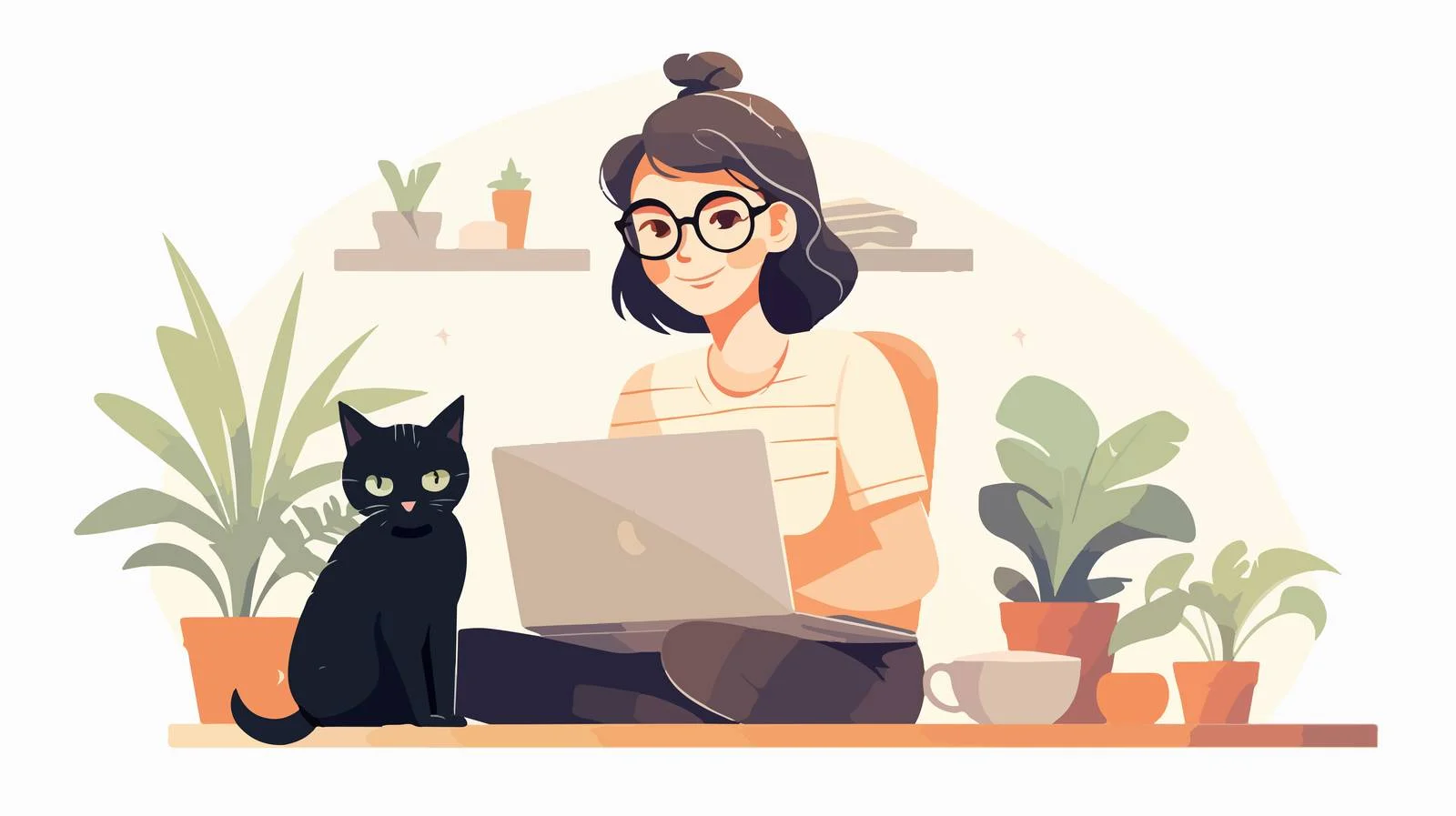 Successful freelancer working from home office — free download from Dotvec