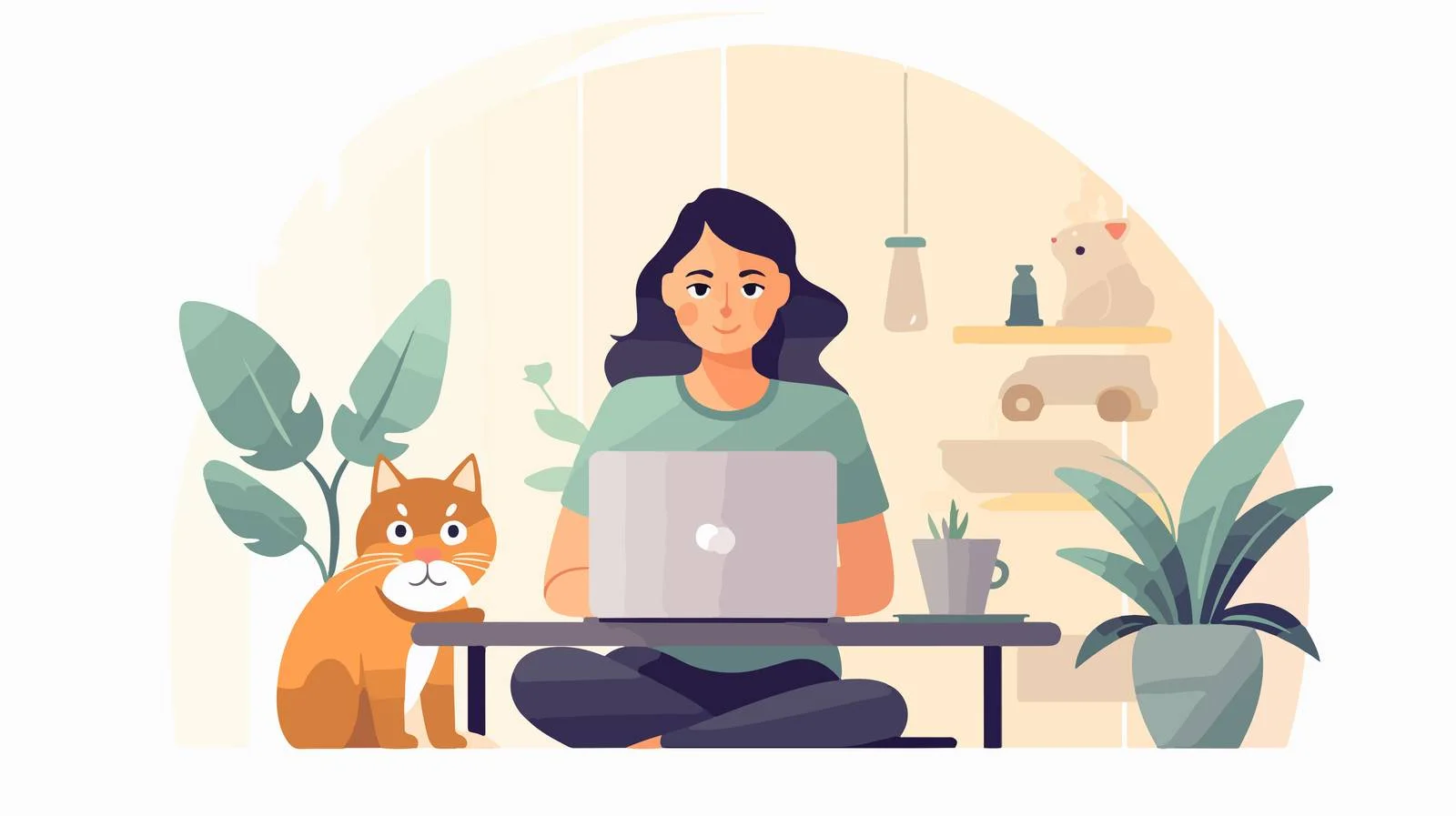 Successful Freelancer Working from Home Smiles — free download from Dotvec