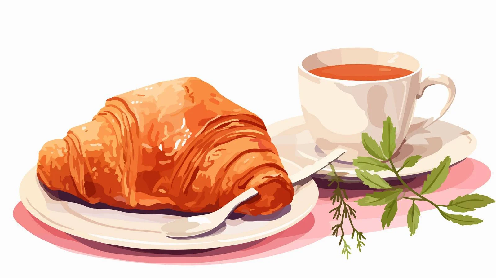 Elegant French Breakfast Tea and Croissant — free download from Dotvec