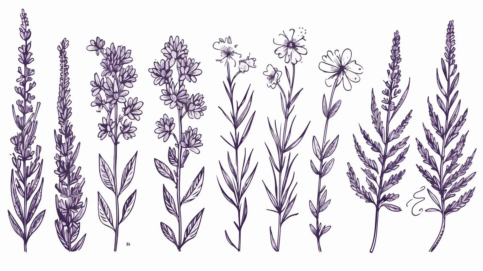 Exquisite French Lavender Botanical Illustration — free download from Dotvec