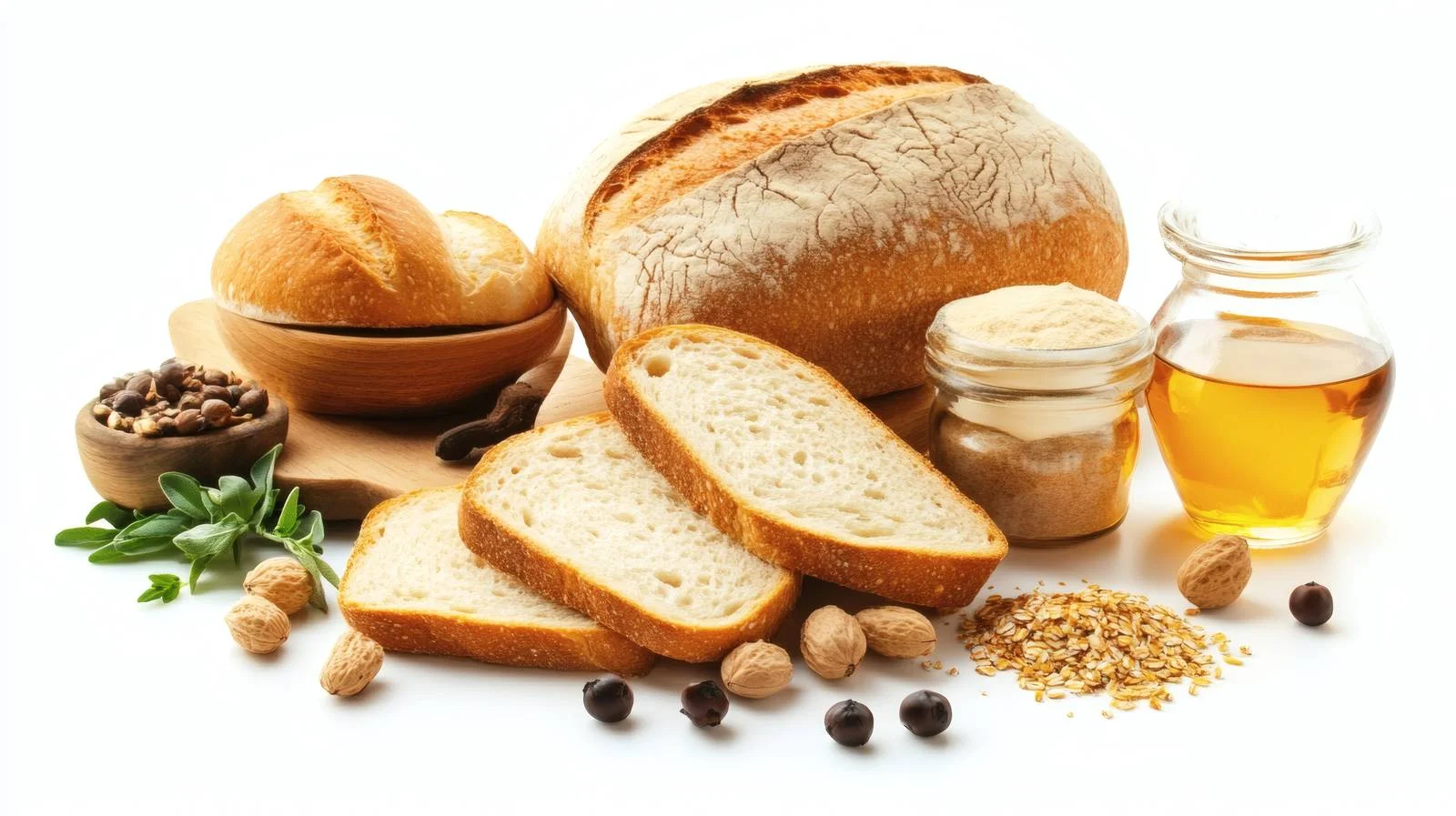 Wholesome Bread and Ingredients on White — free download from Dotvec