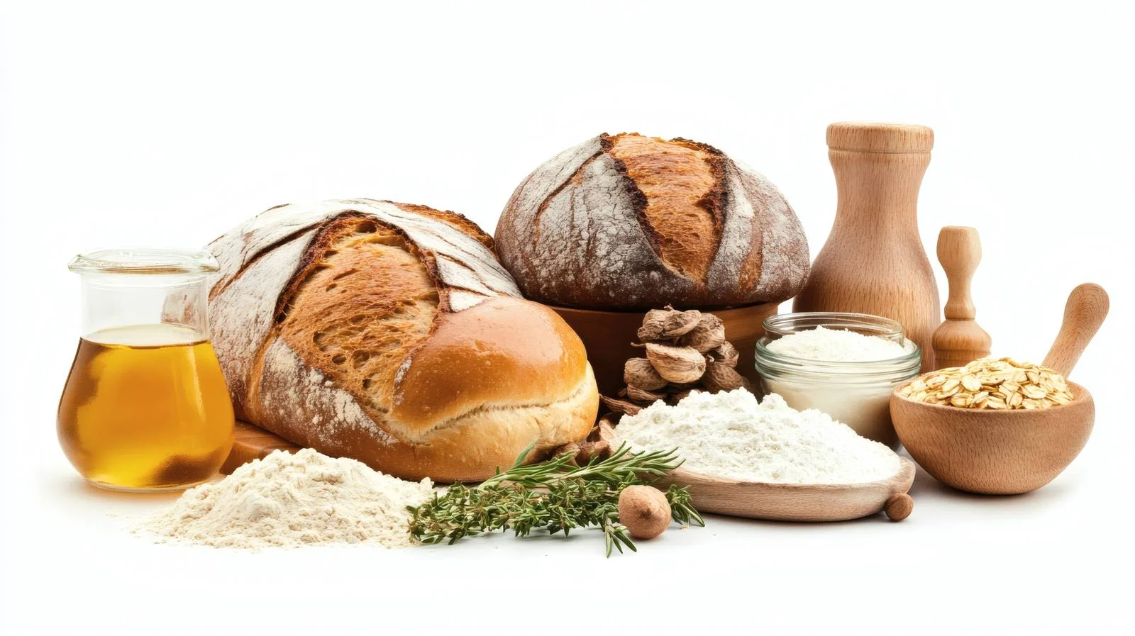 Rustic Bread with Fresh Ingredients on White — free download from Dotvec