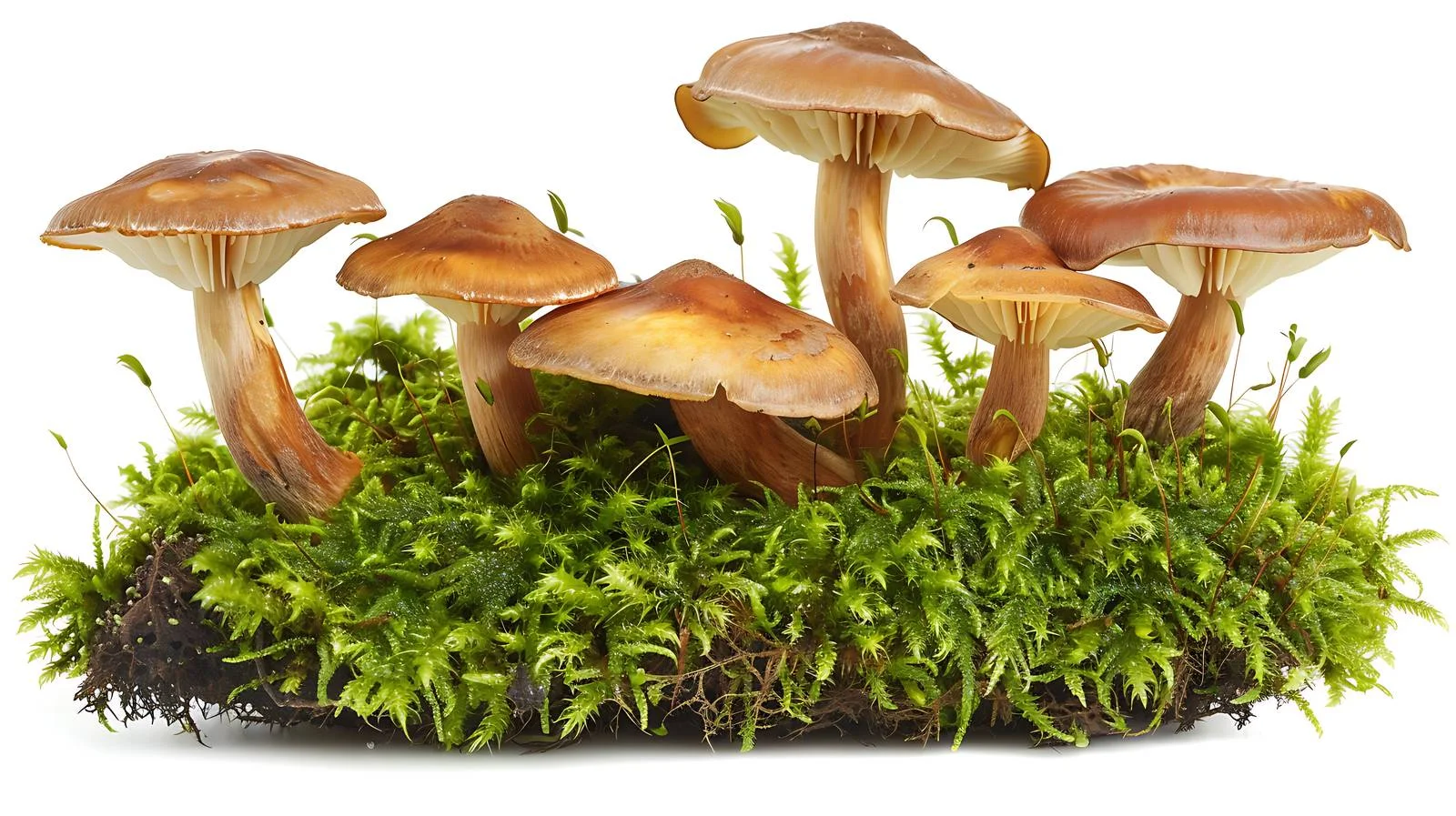 Vibrant Wild Mushrooms on Moss — free download from Dotvec