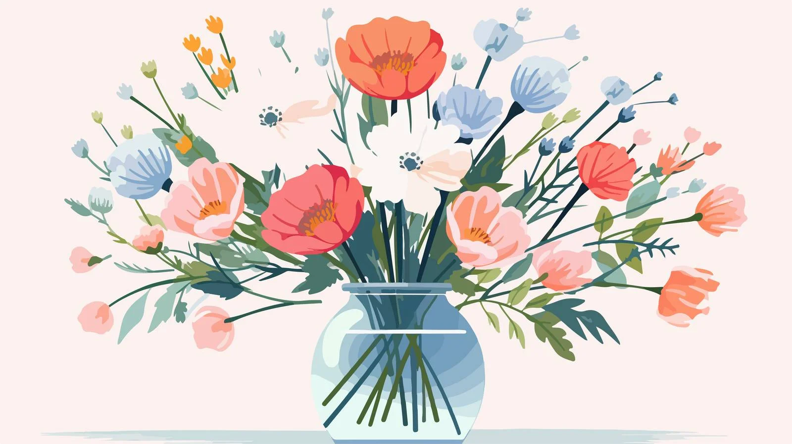 Elegant Floral Arrangement in Glass Vase — free download from Dotvec