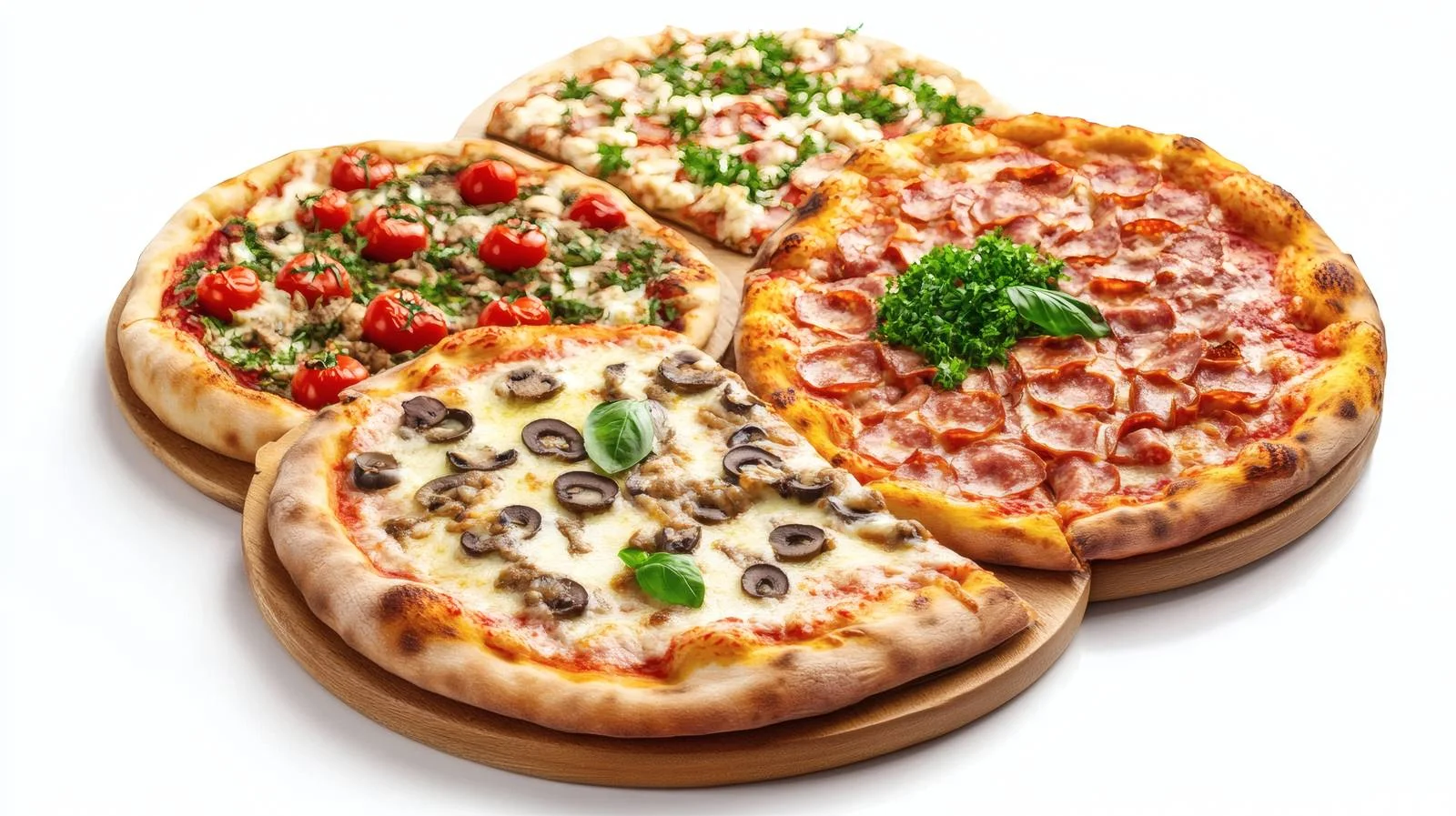 Gourmet pizzas for event on white backdrop — free download from Dotvec