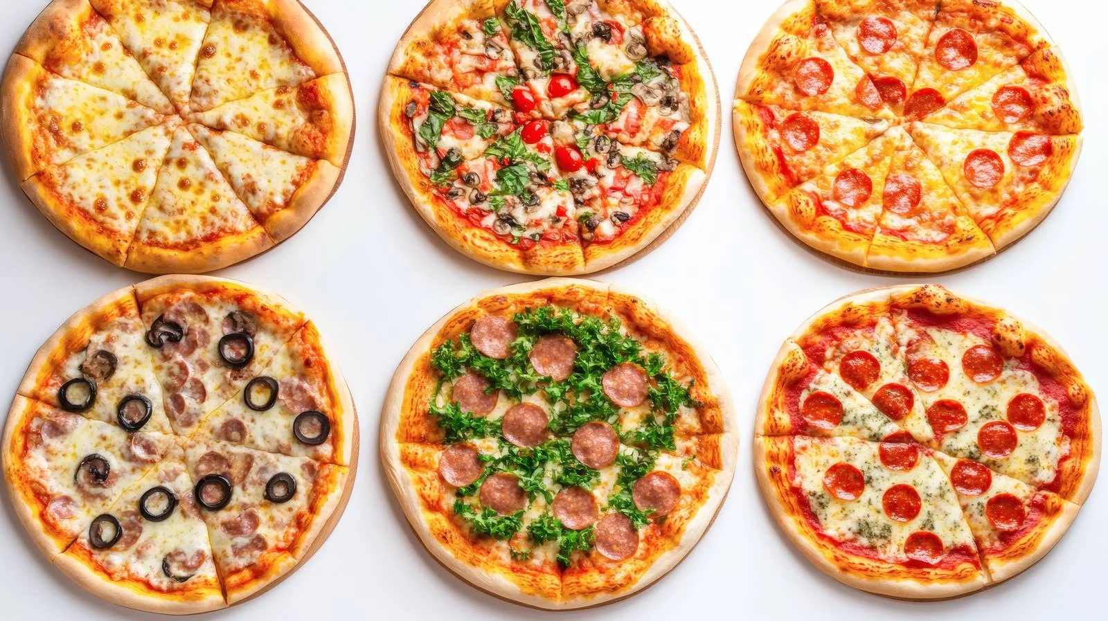 Delicious Party Pizzas on White Background — free download from Dotvec