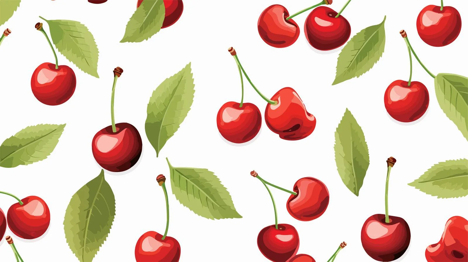 Hand-Drawn Fresh Cherry with Stems — free download from Dotvec