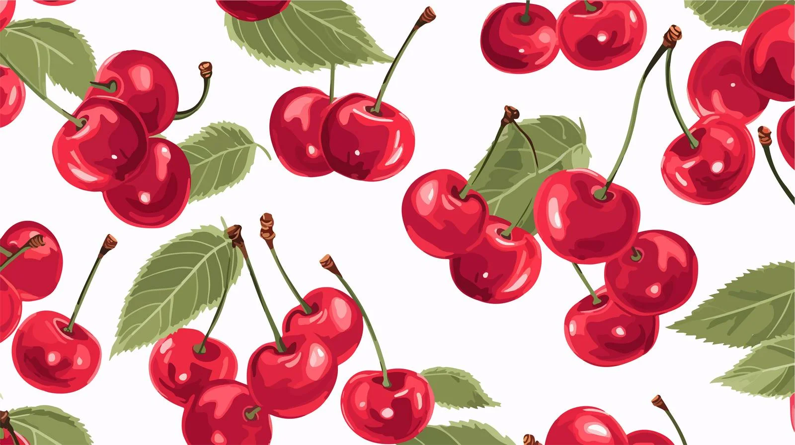 Hand-Drawn Ripe Cherry with Stems — free download from Dotvec