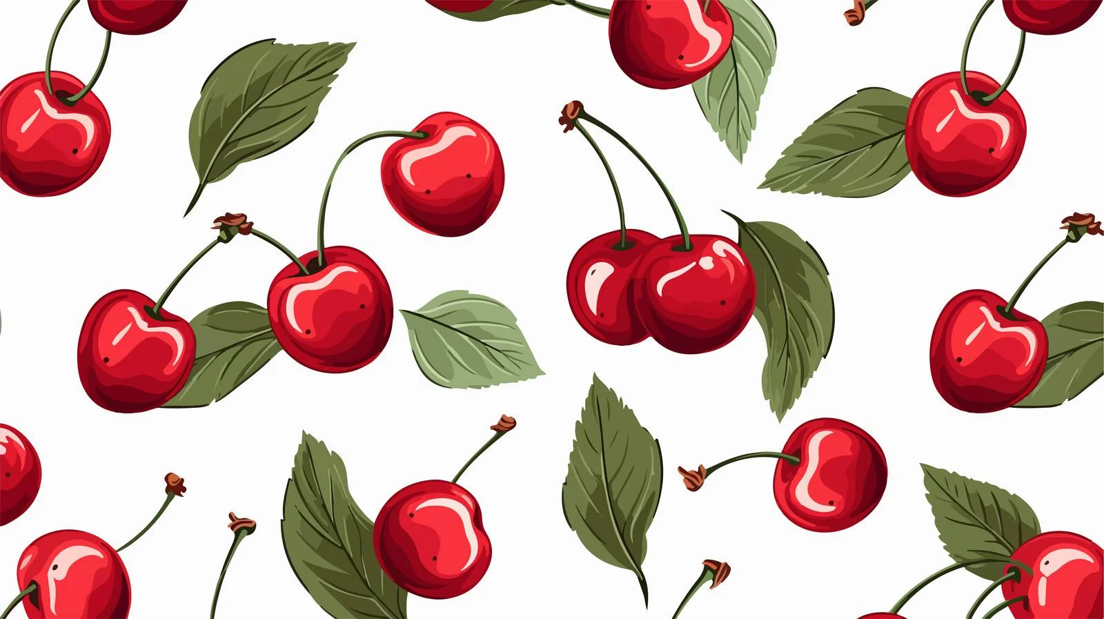 Hand-Drawn Fresh Cherry with Leaves — free download from Dotvec