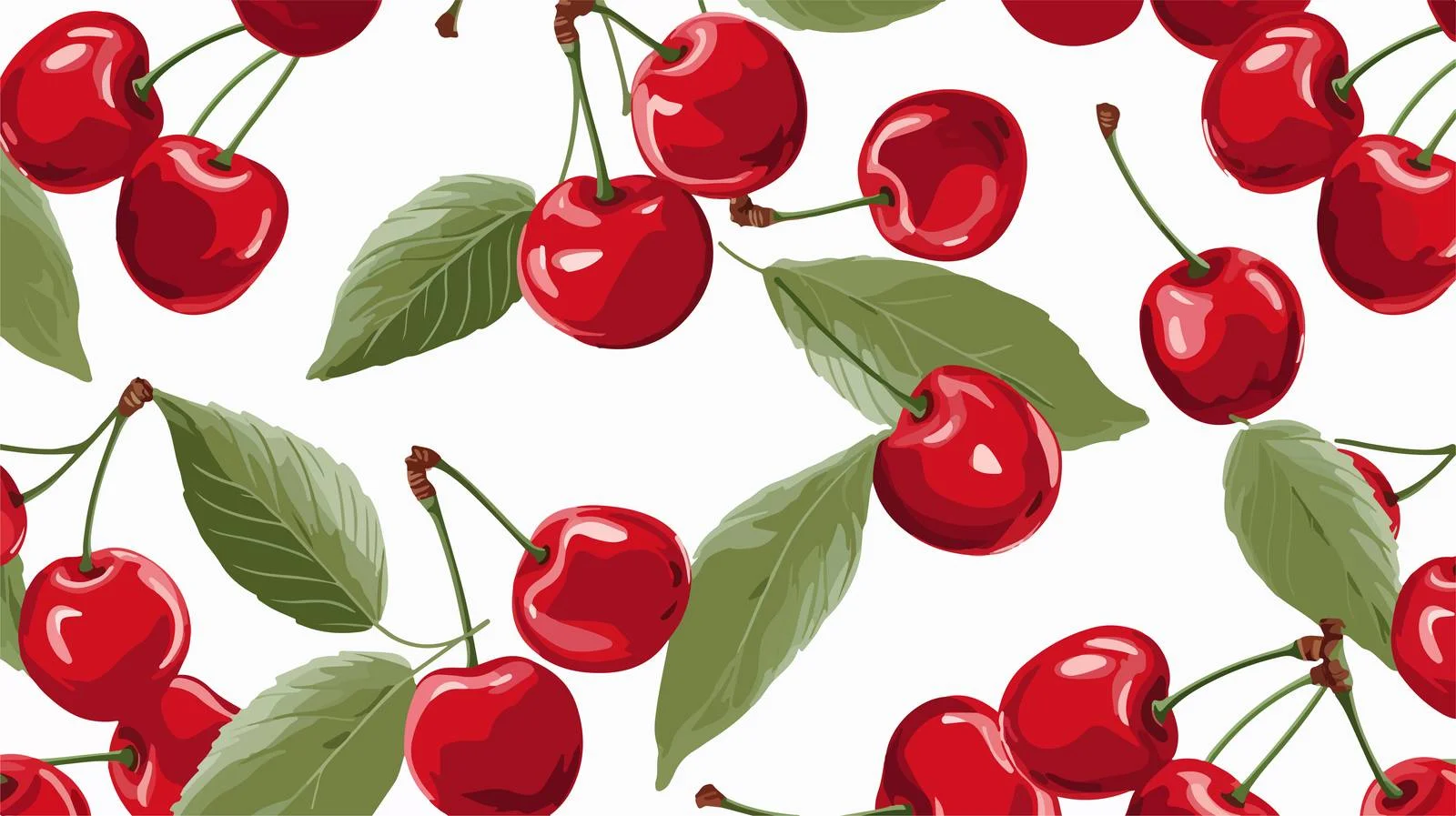 Hand-Drawn Ripe Cherry with Leaves — free download from Dotvec
