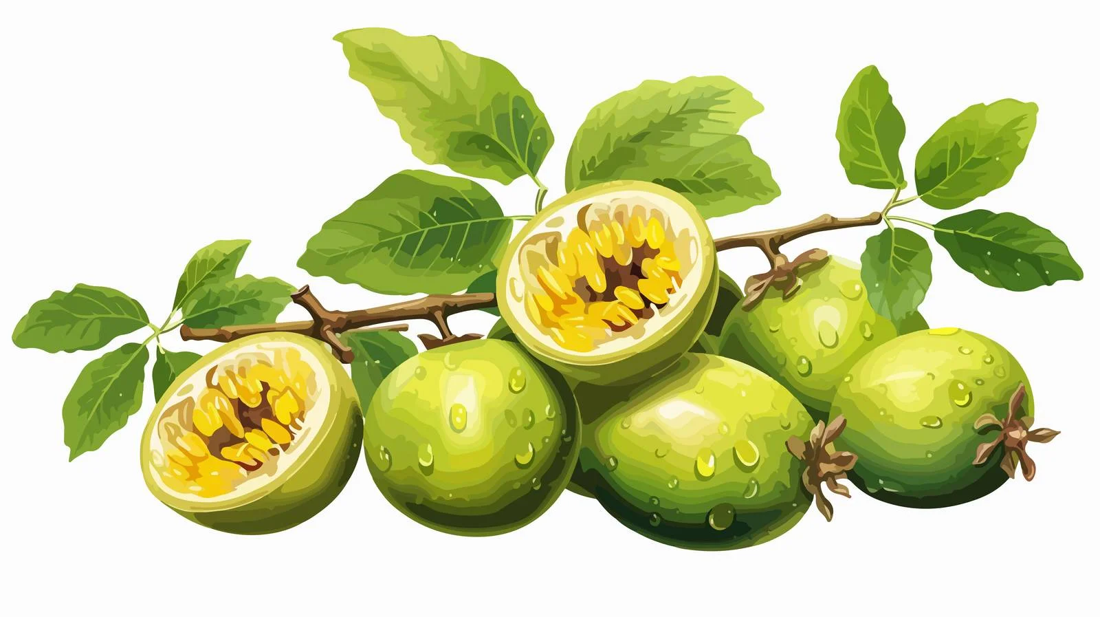 Vibrant passion fruits and leaves on maracuja tree – free passion fruit image from Dotvec