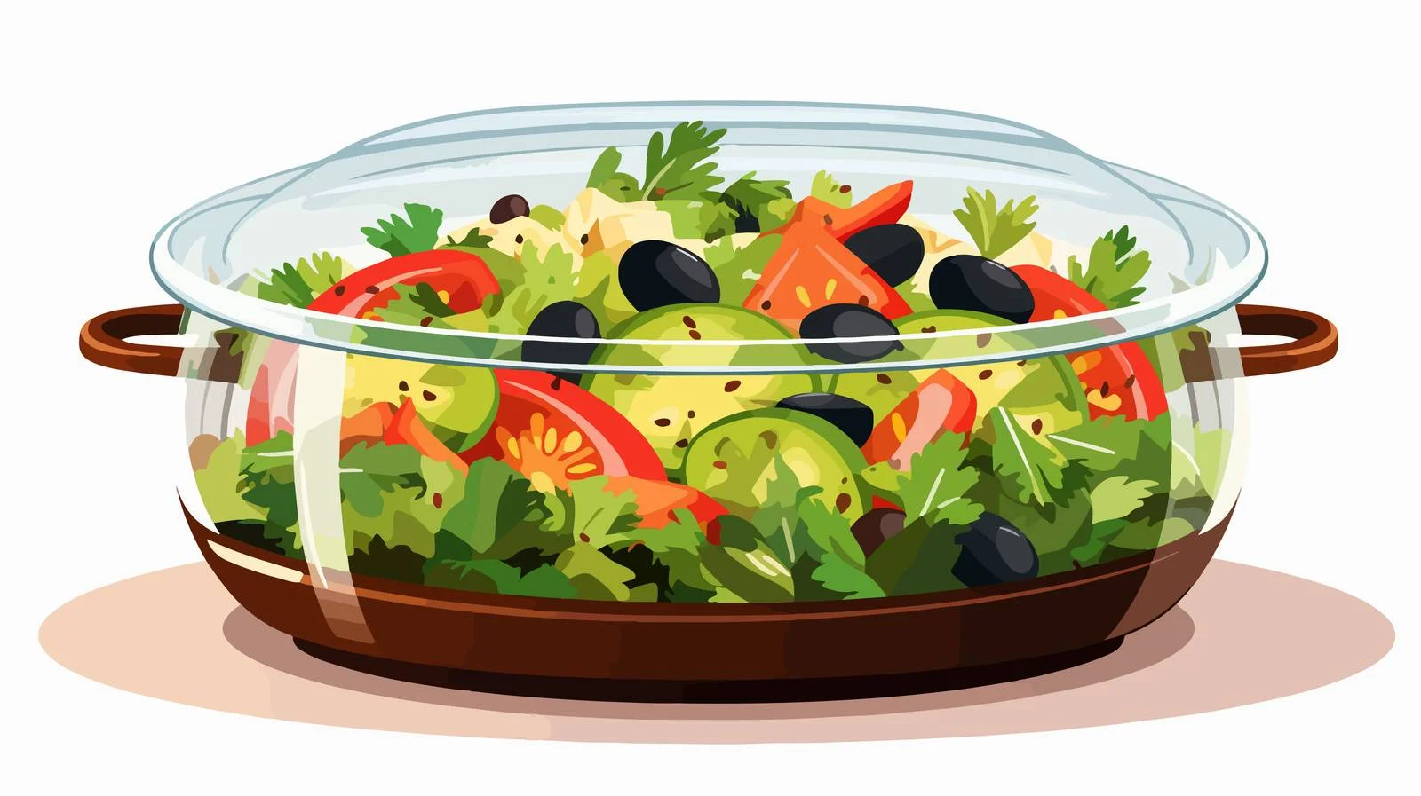 Vibrant salad in covered glass bowl — free download from Dotvec