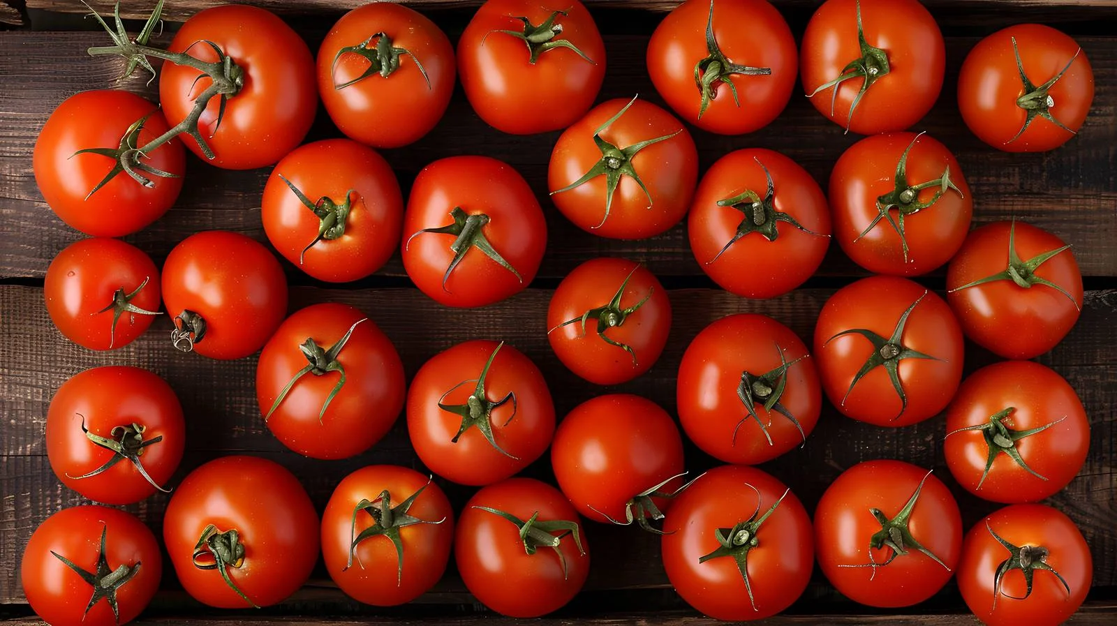 Vibrant tomatoes on rich wooden base — free download from Dotvec