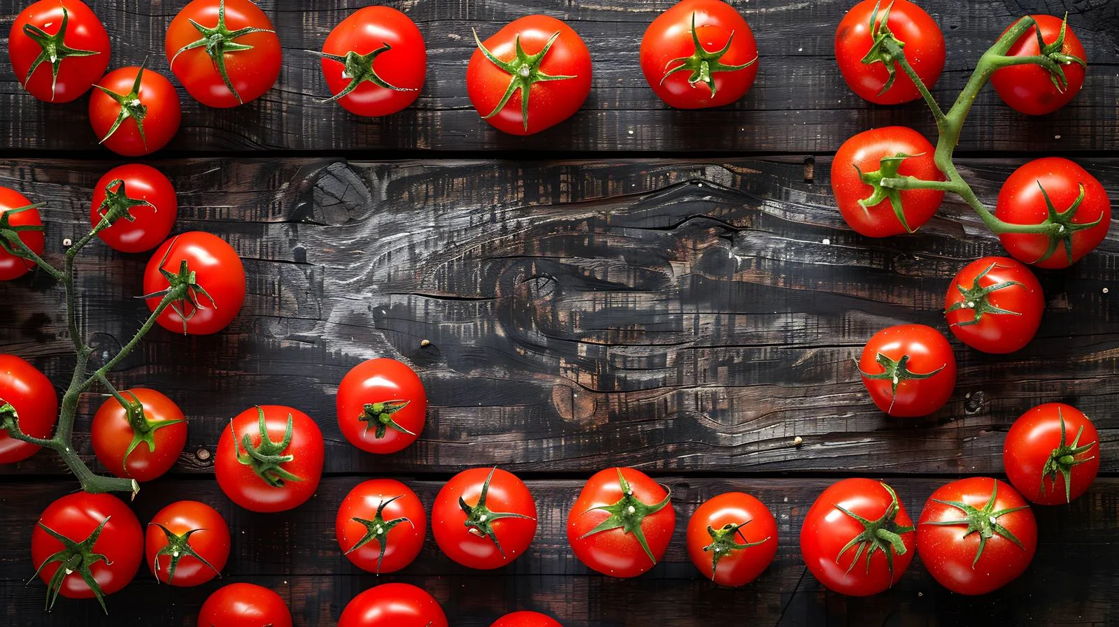 Vibrant Tomatoes on Dark Wood Background — free download from Dotvec