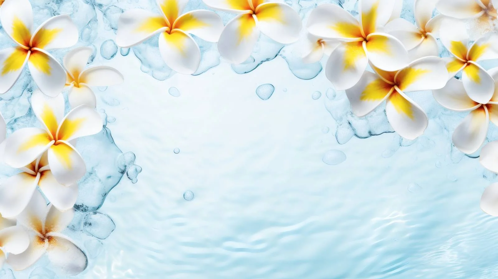 Tranquil Freshwater Scene with Frangipani Blossoms — free download from Dotvec