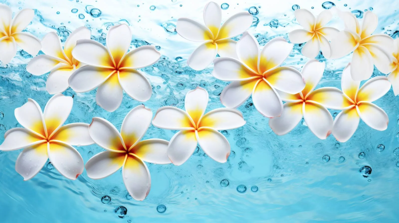 Serene Freshwater Scene with Frangipani Blooms — free download from Dotvec