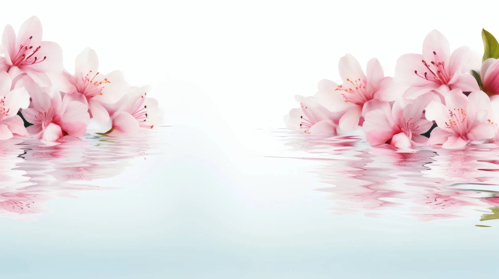 Tranquil Water backdrop with Pink Blossoms — free download from Dotvec