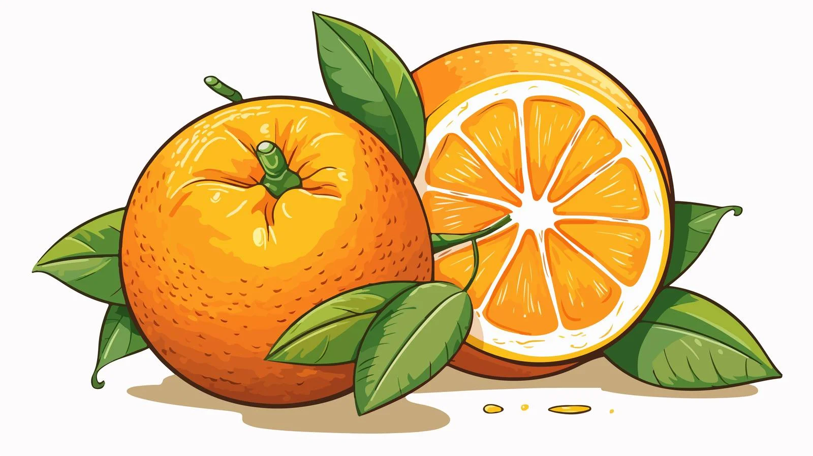 Vibrant Whole Orange with Sliced Segment — free download from Dotvec