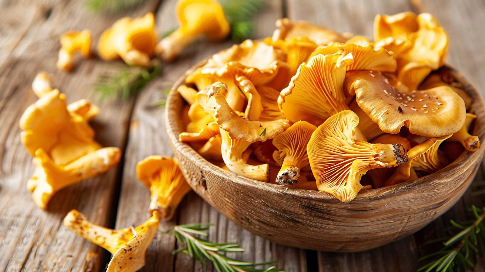 Rustic Wild Chanterelle Mushrooms Harvest — free download from Dotvec