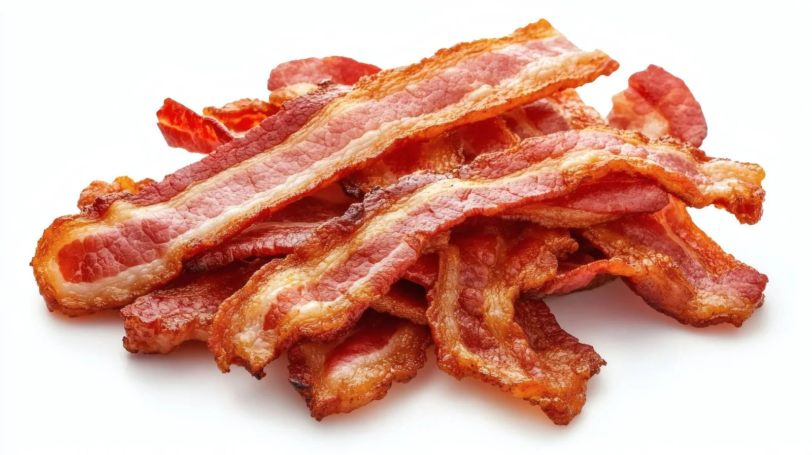 Crispy Fried Bacon on White Background — free download from Dotvec