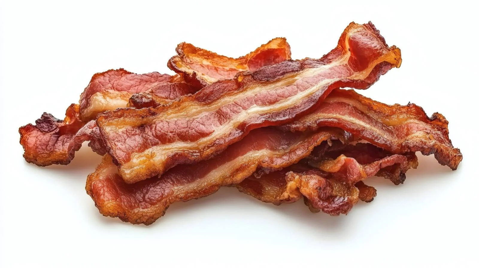 Crispy Fried Bacon on White Background — free download from Dotvec