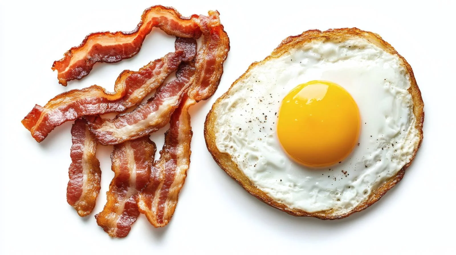 Delicious Fried Egg and Bacon on White — free download from Dotvec
