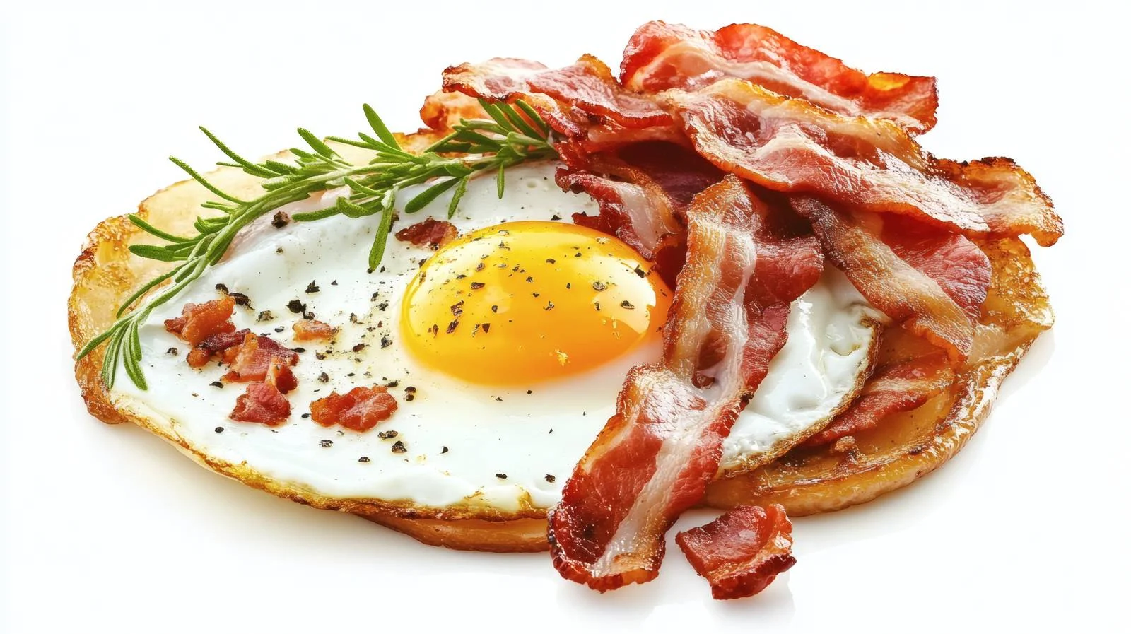 Delicious Fried Egg and Bacon on White — free download from Dotvec
