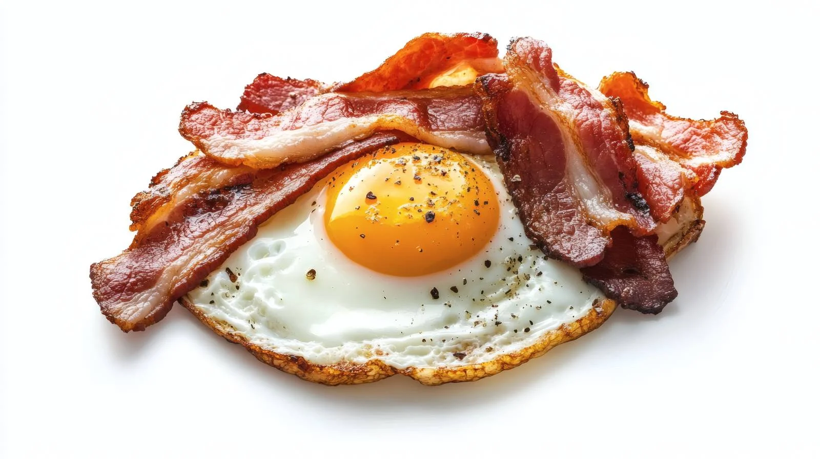 Delicious Fried Egg and Bacon on White — free download from Dotvec