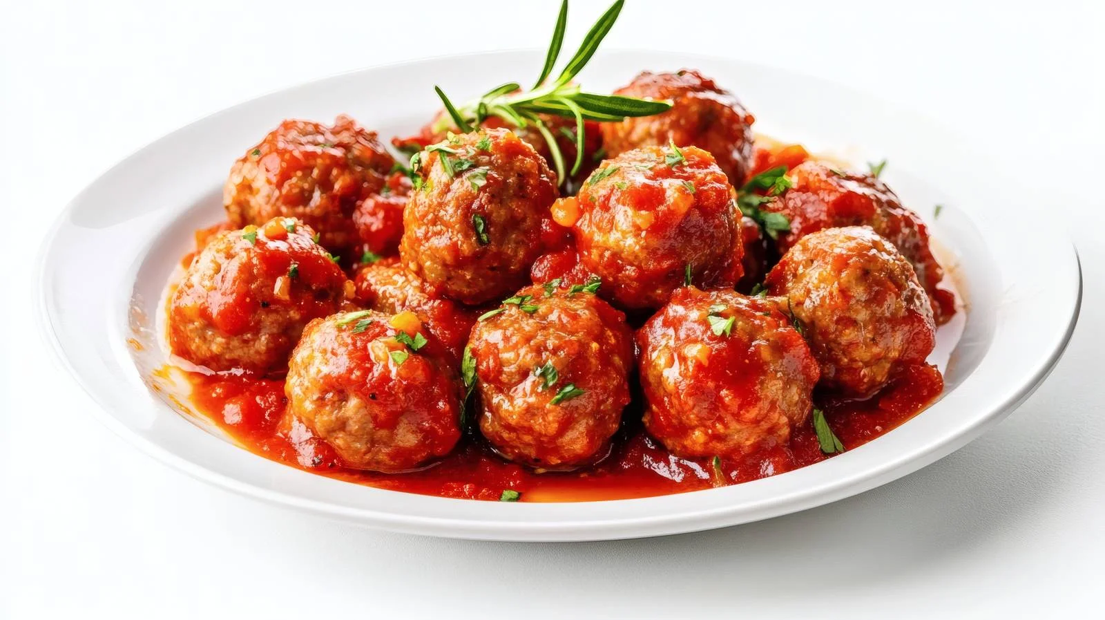 Savory Meatballs in Tomato Sauce on White — free download from Dotvec