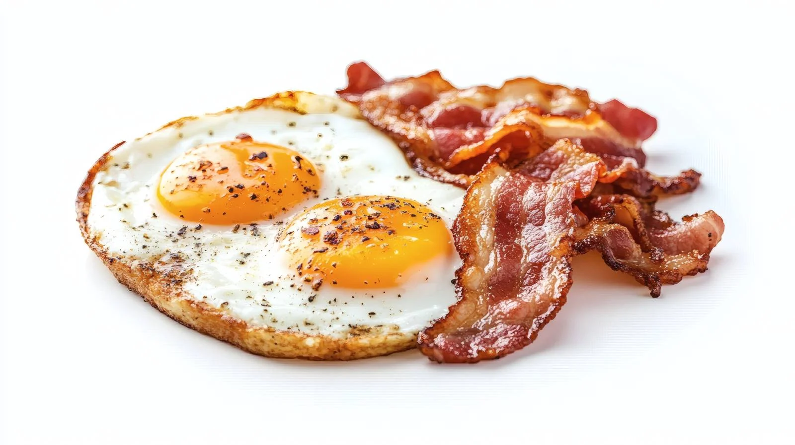 Sizzling Fried Eggs and Bacon on White — free download from Dotvec
