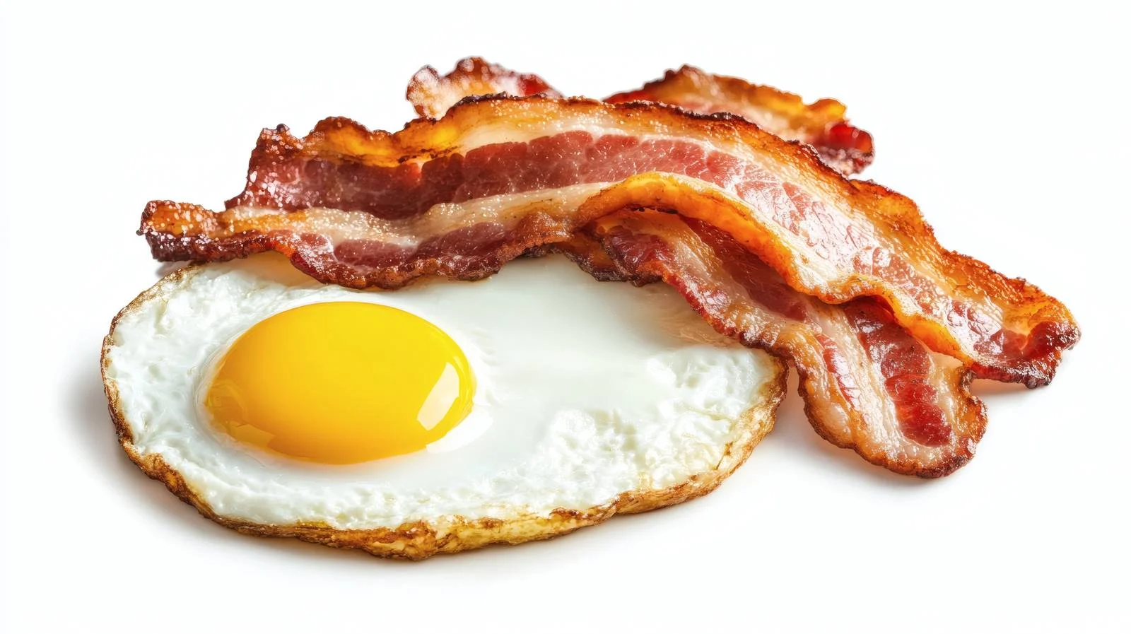 Sizzling Fried Eggs and Bacon on White — free download from Dotvec