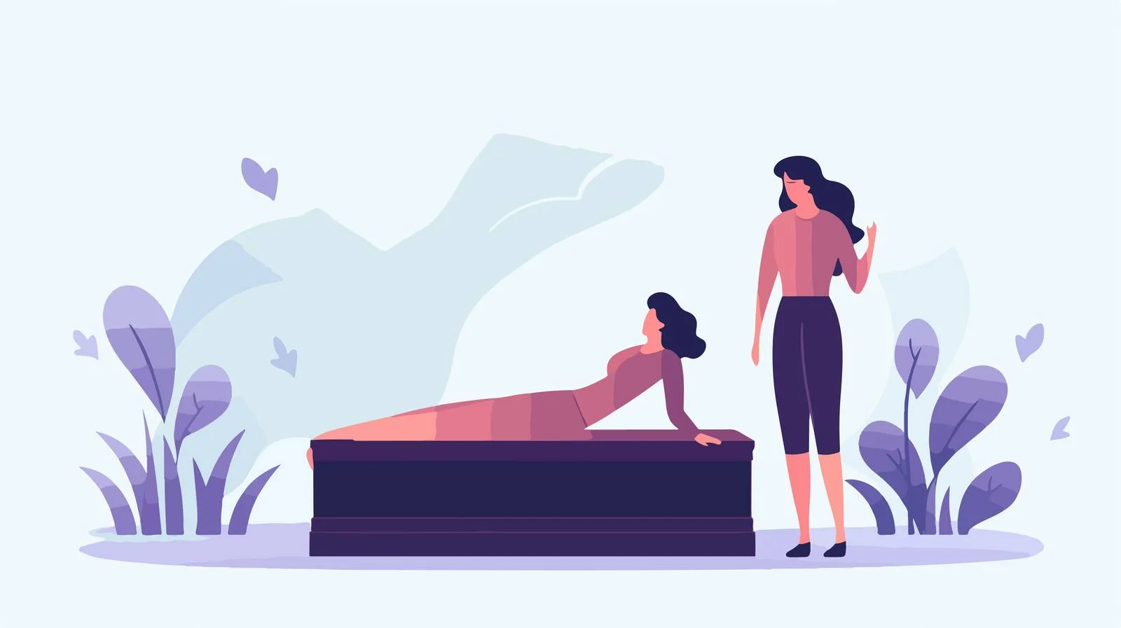 Grieving woman mourning friend's passing away — free download from Dotvec