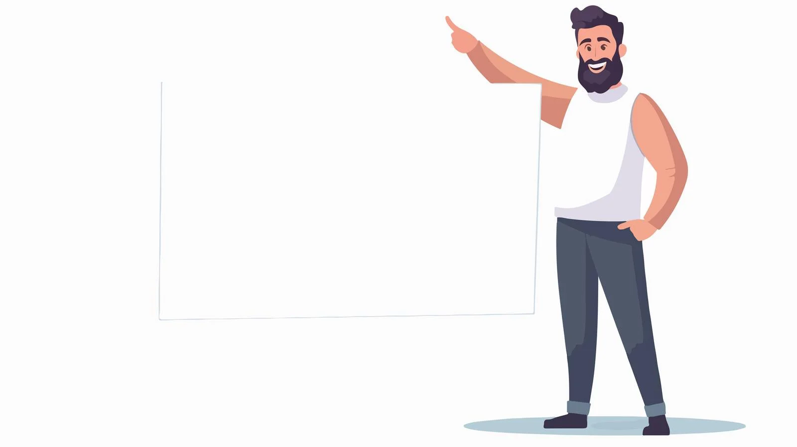 Cheerful man with blank banner smiling — free download from Dotvec