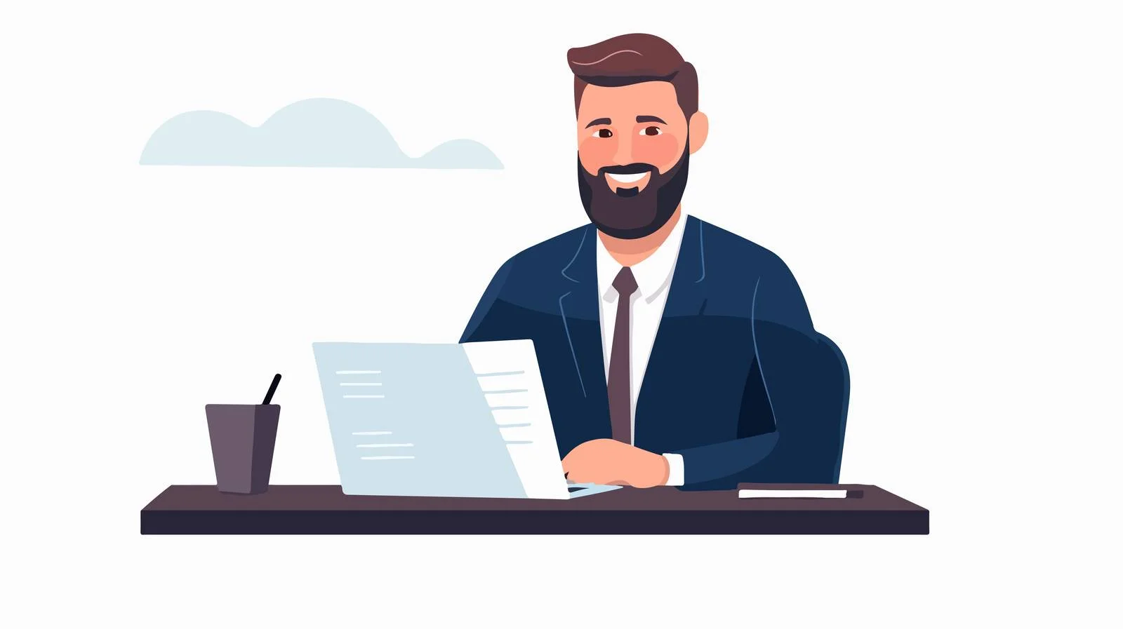 Businessman sitting at desk during work — free download from Dotvec